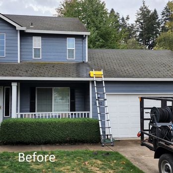 On Top Home Services - This is a before picture of a roof cleaning recently in Salem Oregon. - Gutter Services Near Me - Salem, Oregon