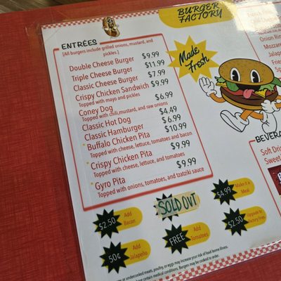 Menu photo 2 The Burger Factory San Antonio, TX Menu photo 2 The Burger Factory San Antonio, TX