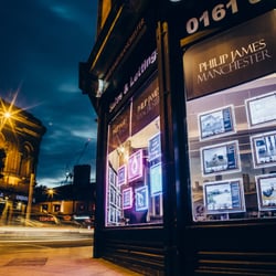 Philip James Manchester - Night time shot of Philip James Manchester