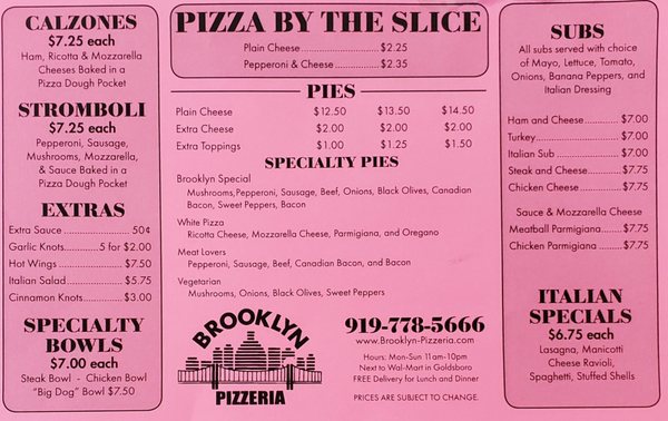 Menu photo 2 Brooklyn Pizzeria Goldsboro, NC