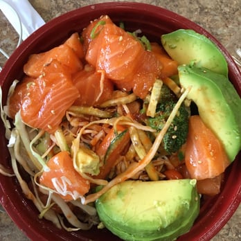 Red Bowls - When you forget to take a picture of your red salmon bowl until several bites have been taken - Japanese Near Me - Seattle, Washington