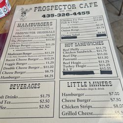 Prospector Cafe - Lunch menu