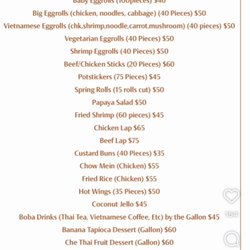 Le Saigon - 2026 catering menu prices
