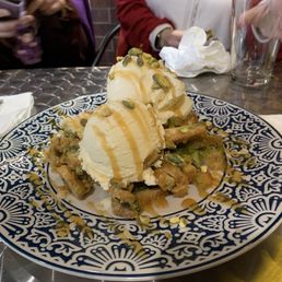 Baklava and ice cream dessert Baklava and ice cream dessert