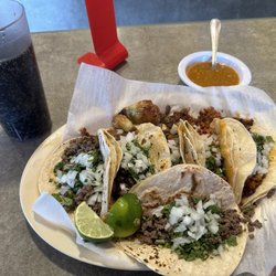 Tacos Maria - Steak, chorizo, and carnitas tacos