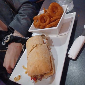 Chat-A-Whyle - Philly cheesesteak with onion rings - American Near Me - Bath, New York