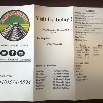 Maya Taqueria - Menu - Mexican Near Me - Richmond, California