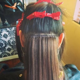 Flat track system 22 in natural hair.