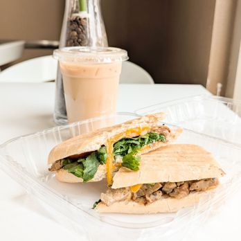 407 Cafe - Dijon Panini and Iced Vanilla Latte Regular - Cafes Near Me - Orlando, Florida
