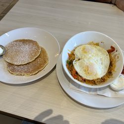Blissful Bites & Brunch - Mexican Bowl with side of pancakes