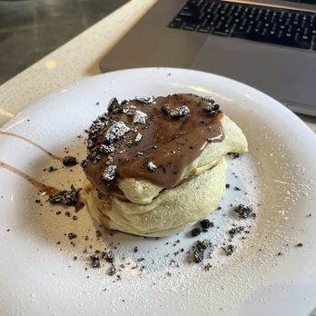Kitch Cafe - Soufflé Pancake topped with Oreo crumbles - Breakfast & Brunch Near Me - Fullerton, California