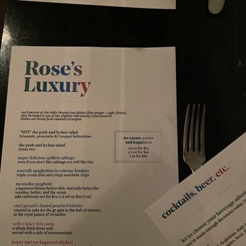 Rose's Luxury - Menu - New American Near Me - Washington, DC, District of Columbia Rose's Luxury - Menu - New American Near Me - Washington, DC, District of Columbia