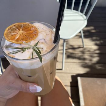 Work in Progress - Iced Rosemary Latte - Wine Bars Near Me - Costa Mesa, California