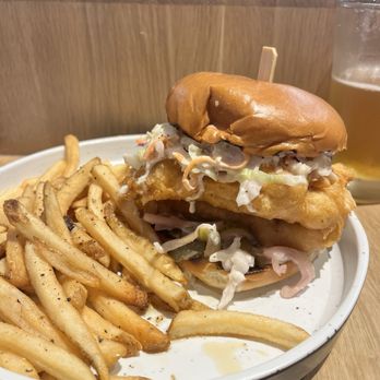The Waterman Fish Bar - Haddock sandwich w/fries - Seafood Near Me - Charlotte, North Carolina