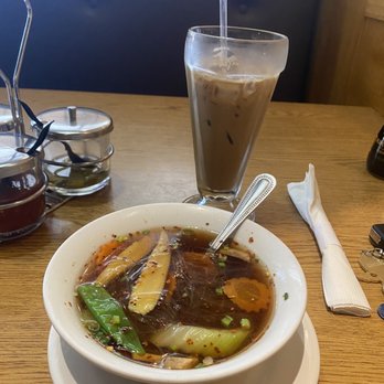Singha Thai - 15. Woonsen Soup Bowl and Reg Thai Iced Coffee (Togo) - Thai Near Me - Bakersfield, California