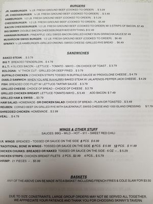Menu photo 4 Skinny's Tavern Kenton, OH