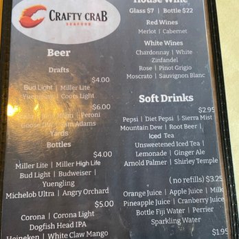Crafty Crab - Drink menu - Seafood Near Me - Abington, Pennsylvania