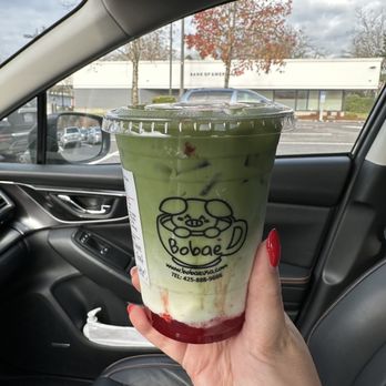 Bobae Coffee & Tea - Red, white, matcha ( essentially a strawberry matcha) - Coffee & Tea Near Me - Woodinville, Washington Bobae Coffee & Tea - Red, white, matcha ( essentially a strawberry matcha) - Coffee & Tea Near Me - Woodinville, Washington