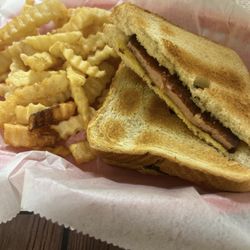 Jack's Barbecue - Fried Bologna Sandwich with mustard!