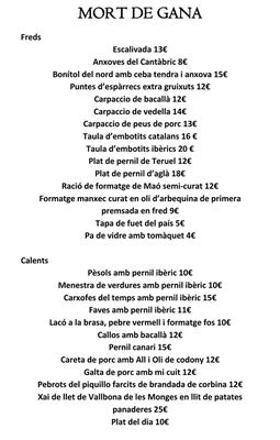 Menu photo 1 Mort de Gana Barcelona, B Menu photo 1 Mort de Gana Barcelona, B