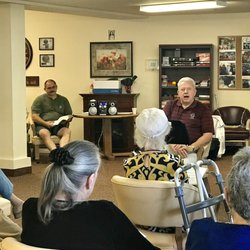 Arcadia Place - Calvary Charles Pastor Alan teaching from The Bible to a great group of residents.