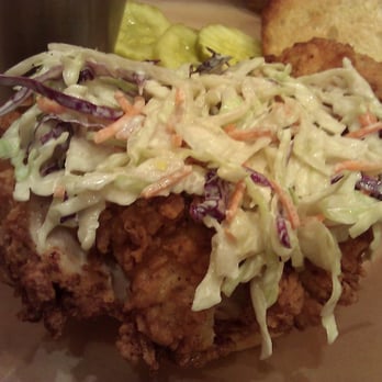 Sway - Fried buttermilk chicken sandwich with coleslaw and pickles - Southern Near Me - Atlanta, Georgia Sway - Fried buttermilk chicken sandwich with coleslaw and pickles - Southern Near Me - Atlanta, Georgia
