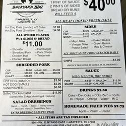 Back Yard BBQ - Updated menu