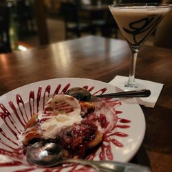 Martini - Warmed, berry filled pastry with vanilla ice cream and a chocolate martini