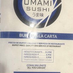 Umami - Karte mit All You Can Eat Angebot 7/2019