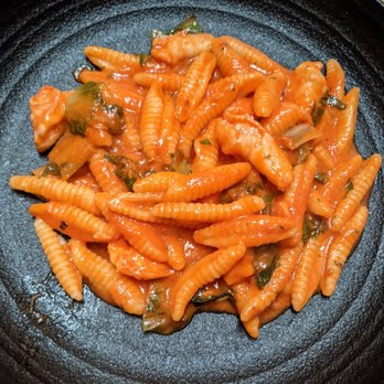 Itria - Cavatelli with tomato, escarole, ruby prawn and chile - Italian Near Me - San Francisco, California Itria - Cavatelli with tomato, escarole, ruby prawn and chile - Italian Near Me - San Francisco, California
