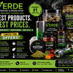 Looking for the best smoke shop in Richmond, TX? Visit Verde Dispensary & Smoke Shop for premium-quality products at great prices!