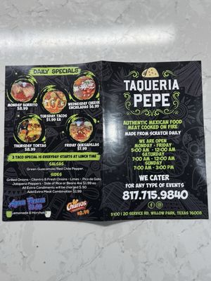Menu photo 1 Taqueria Pepe Willow Park, TX Menu photo 1 Taqueria Pepe Willow Park, TX