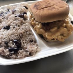 The Oasis Kitchen - Ma'Crazy Burger-- there's a burger under all that Mac !
