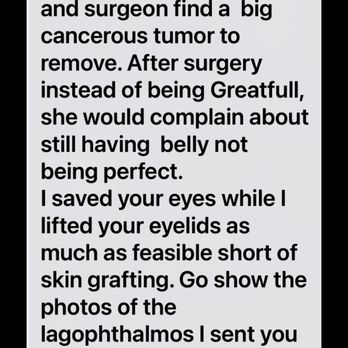 Darab Hormozi, MD FACS - Dr Hormozi text response in August 2023, when sent pic day 9/30/2022hour before he did lower blep mid face lift, ask why now eye retracted - Cosmetic Surgeons Near Me - Towson, Maryland Darab Hormozi, MD FACS - Dr Hormozi text response in August 2023, when sent pic day 9/30/2022hour before he did lower blep mid face lift, ask why now eye retracted - Cosmetic Surgeons Near Me - Towson, Maryland