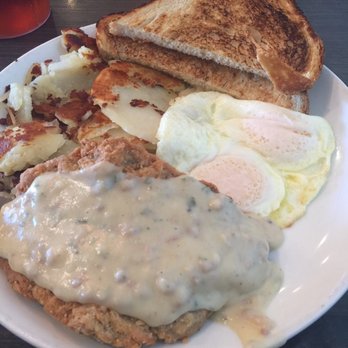 Broken Yolk Cafe - Chicken FriedSteak, over easy eggs, potatoes and sourdough toast - Breakfast & Brunch Near Me - Del Mar, California Broken Yolk Cafe - Chicken FriedSteak, over easy eggs, potatoes and sourdough toast - Breakfast & Brunch Near Me - Del Mar, California