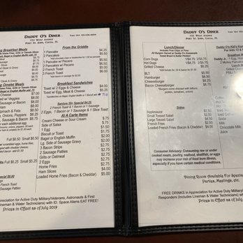 Daddy-O's Diner - menu and prices - Breakfast & Brunch Near Me - Cocoa, Florida