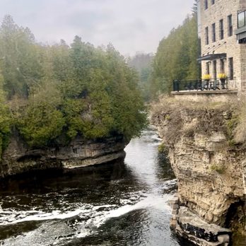 Elora Mill - View of the gorge from the restaurant - Hotels Near Me - Elora, Ontario Elora Mill - View of the gorge from the restaurant - Hotels Near Me - Elora, Ontario
