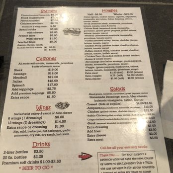 Lorenzo's Pub & Pizza - New Menu 4-20-21 - Pizza Near Me - McMurray, Pennsylvania