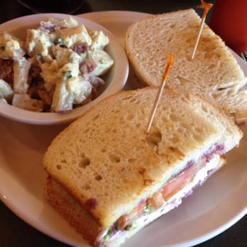The Braeburn - Caprese sandwich with a side of potato salad - Breakfast & Brunch Near Me - Langley, Washington