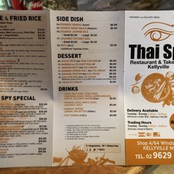 Thai Spy Restaurant & Takeaway - Take away menu