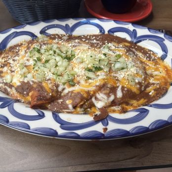 Dos Caminos - Beefy Enchiladas- be careful, that plate is HOT! - Mexican Near Me - Atlanta, Georgia