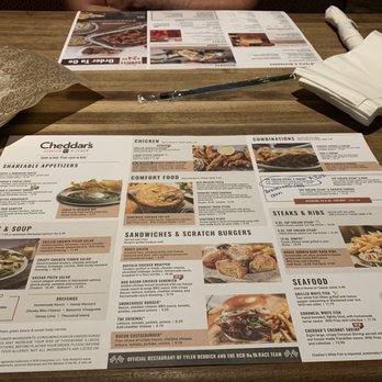 Cheddar's Scratch Kitchen - Paper Menu - Comfort Food Near Me - Kissimmee, Florida Cheddar's Scratch Kitchen - Paper Menu - Comfort Food Near Me - Kissimmee, Florida