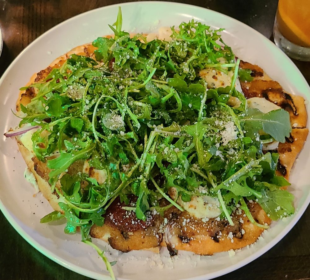 Flatbread special w/ soppressata, arugula, & whipped ricotta. Yelp