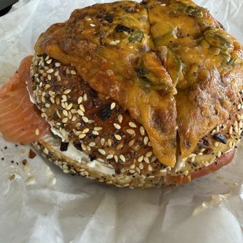 Inglorious Bagels & Coffee - Everything Jalapeño Cheddar Bagel Traditional Lox - Bagels Near Me - Carlsbad, California Inglorious Bagels & Coffee - Everything Jalapeño Cheddar Bagel Traditional Lox - Bagels Near Me - Carlsbad, California