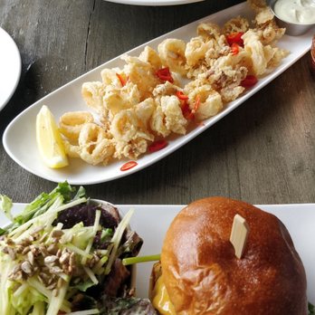 Taylors Landing - Seafood risotto, calamari and burger with salad - Bars Near Me - Don Mills, Ontario