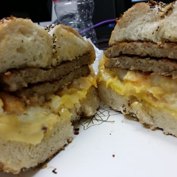 Midland Bagels & Grill - Sausage, egg, and cheese with home fries on an everything bagel - Salad Near Me - Saddle Brook, New Jersey Midland Bagels & Grill - Sausage, egg, and cheese with home fries on an everything bagel - Salad Near Me - Saddle Brook, New Jersey