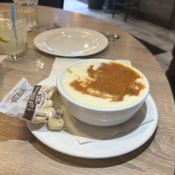 Nick's Lobster House - Mixed red and white clam chowder - Seafood Near Me - Brooklyn, New York Nick's Lobster House - Mixed red and white clam chowder - Seafood Near Me - Brooklyn, New York