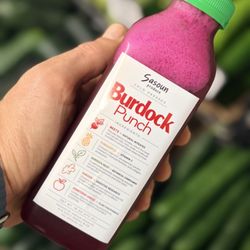Sasoun Produce - Burdock Punch Cold Pressed juice - Ingredients: Beets , Pineapple , Burdock Root , Ginger , Honey Crisp Apple.