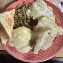 Oasis Restaurant - Full chicken fried chicken plate w two sides...