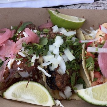 Taco Reho - Left to right: Buffalo shrimp, carnitas, fish - Food Trucks Near Me - Rehoboth Beach, Delaware Taco Reho - Left to right: Buffalo shrimp, carnitas, fish - Food Trucks Near Me - Rehoboth Beach, Delaware